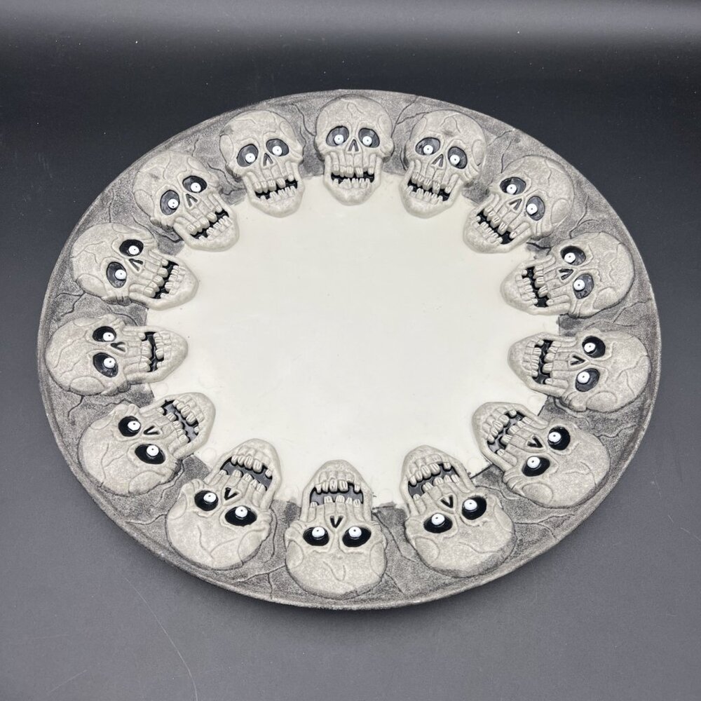VTG 1990s Halloween Skull Candy Treat Bowl & Platter Tray Easter UnLmtd Skulls - Picture 6 of 12